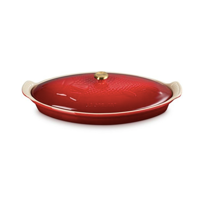 LE CREUSET - Aardewerk - Ovenschaal Vis Heritage 34cm Kersenrood