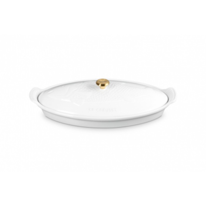 LE CREUSET - Aardewerk - Ovenschaal Vis Heritage 34cm Wit
