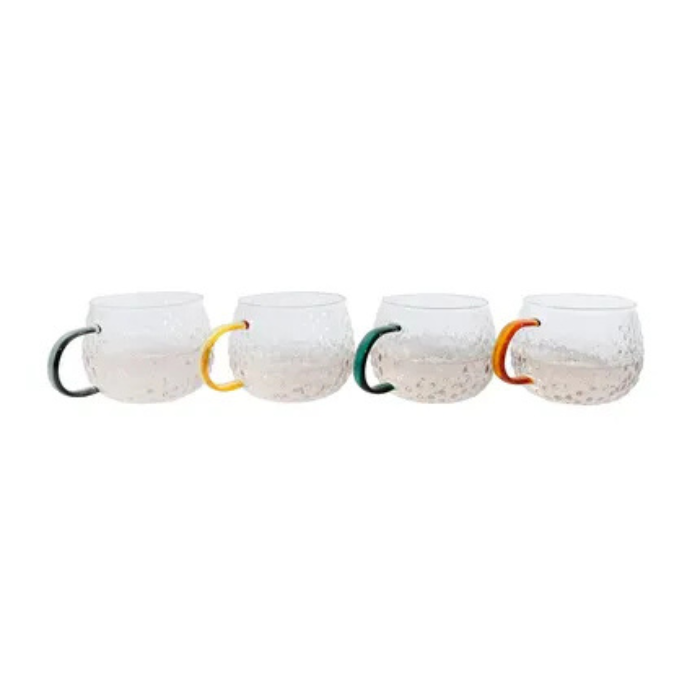 POINT-VIRGULE - Koffie & Thee - Theeglas 0,40l gekleurd Gehamerd set/4