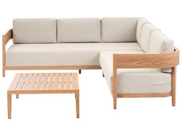 Garden Corner Sofa with Table 5 Seater SAMPIERI Left Hand Metal Light Brown