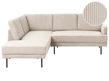 Canapé d'angle 4 places BREDA Velours côtelé Beige Côté droit