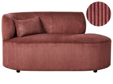 Chaise longue côté gauche VANVEY Velours côtelé Rouge