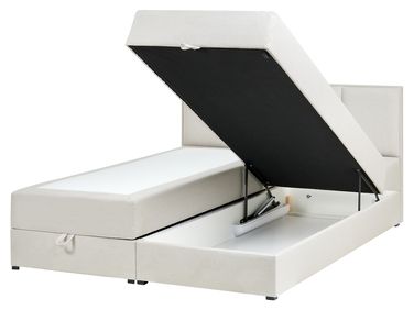 Boxspring met opbergruimte Stof BARONET 160 x 200 cm Gebroken wit