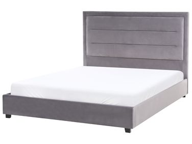 Bed Fluweel ROUEN 140 x 200 cm Donkergrijs