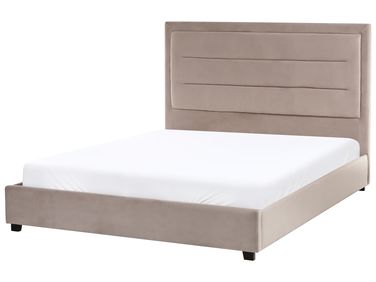 Bed Fluweel ROUEN 140 x 200 cm Taupe