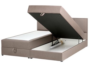 Boxspring met opbergruimte Stof BARONET 180 x 200 cm Taupe