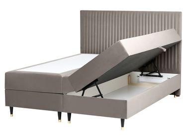 Boxspring met opbergruimte Fluweel DAME 160 x 200 cm Taupe
