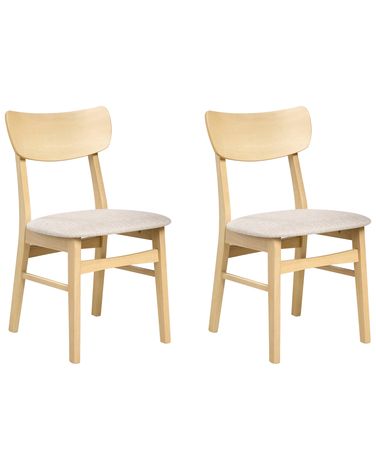 Set van 2 eetkamerstoelen ANOKA Hout Lichtbruin/beige