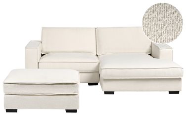 Canapé d'angle KOLDING Bouclé Beige clair avec ottoman Côté gauche