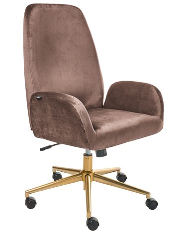 Chaise de bureau CLARE Velours Marron