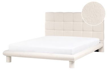 Bed Bouclé CRESSAT 160 x 200 cm Gebroken wit