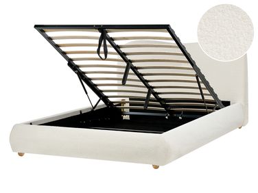 Bed met opbergruimte Bouclé BLAGNAC 140 x 200 cm Gebroken wit