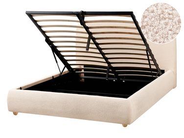 Ottoman Bed Boucle BLAGNAC 140 x 200 cm (EU Double) Light Beige