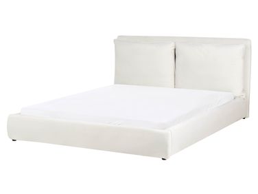 Bed Fluweel BAJONNA 160 x 200 cm Gebroken wit