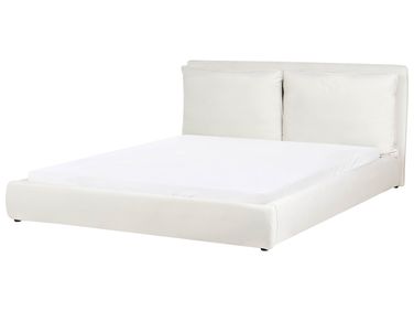 Bed Fluweel BAJONNA 180 x 200 cm Gebroken wit