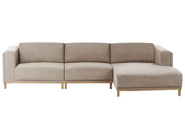 Canapé d'angle 5 places VENG Tissu Taupe Côté gauche