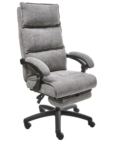 Fauteuil de bureau Repose-pieds inclus EATON Tissu chenille Gris