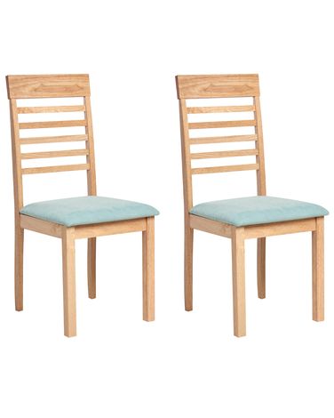 Set van 2 eetkamerstoelen ORTLEY Hout Lichtbruin/mint