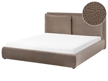 Bed Boucle BAJONNA 160 x 200 cm (EU King Size) Brown