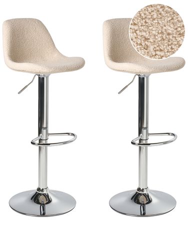 Set van 2 barkrukken KAHLA Bouclé draaibaar Lichtbeige