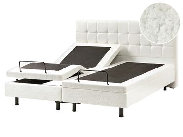 Adjustable Bed Boucle DUKE 160 x 200 cm (EU King Size) Off-White