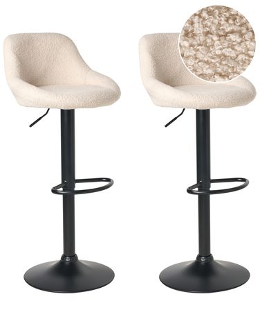 Set van 2 barkrukken MEDULIN Bouclé draaibaar Lichtbeige