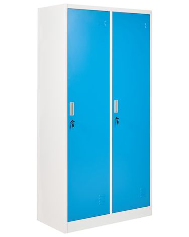 Casier vestiaire à double porte ATHLETE Métal Blanc/bleu