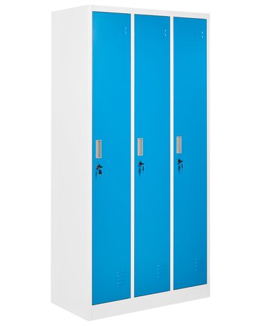 Casier vestiaire à 3 portes ATHLETE Métal Blanc/bleu