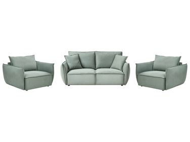 Living Room Set 5 Seater KUNES Fabric Light Green
