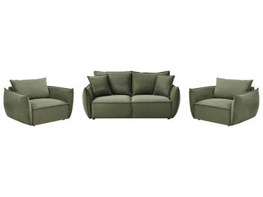 Living Room Set 5 Seater KUNES Fabric Green