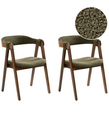 Set van 2 eetkamerstoelen DAY Bouclé Donkerbruin/groen