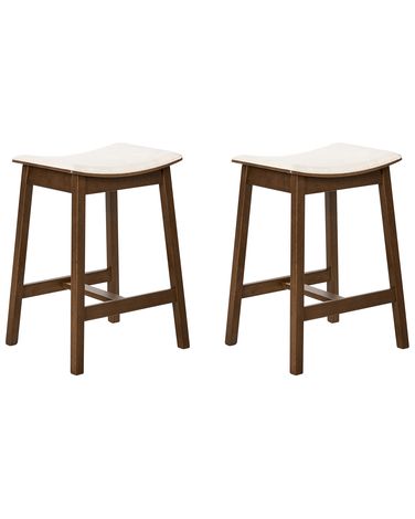 Set van 2 barkrukken DIXON Hout Gebroken wit/donkerbruin
