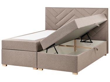 Boxspring met opbergruimte Stof ESQUIRE 160 x 200 cm Taupe