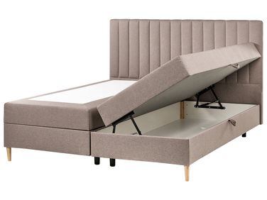 Divan Bed with Storage Fabric OFFICER 180 x 200 cm (EU Super King) Taupe