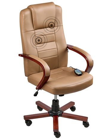 Fauteuil massant DIAMOND avec fonction chauffante Cuir Marron clair