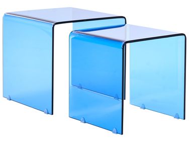 Set van 2 bijzettafels KENDALL Veiligheidsglas Blauw