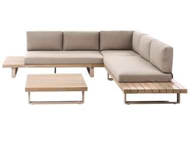 Ensemble de canapés d'angle de jardin 5 places MYKONOS Côté droit Bois d'acacia certifié Taupe