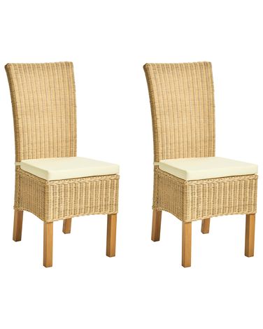 Set van 2 eetkamerstoelen ANDES Rotan Natuurlijk
