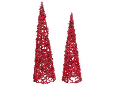 Set van 2 figuren ROSAN Kerstboom 52/60 cm Rood