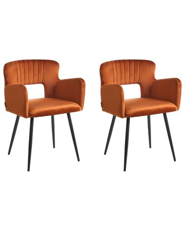 Set van 2 eetkamerstoelen SANILAC Fluweel Oranje