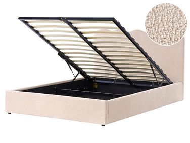 Bed met opbergruimte Bouclé NANTERRE 160 x 200 cm Beige