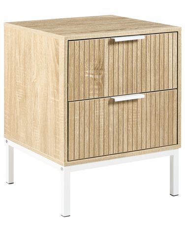 2 Drawer Bedside Table ROYALLA Light Brown