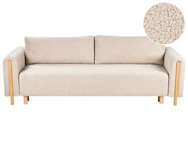 Canapé-lit 3 places KVAM Bouclé Beige clair avec rangement