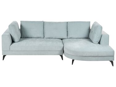 Canapé d'angle 3 places MARUM Tissu chenille Bleu clair Côté gauche