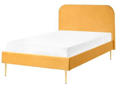 Bed Fluweel FLAYAT 120 x 200 cm Geel