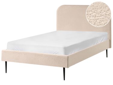 Bed Boucle FLAYAT 120 x 200 cm (EU Small Double) Light Beige