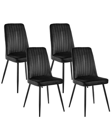 Set van 4 eetkamerstoelen KIRBY Fluweel Zwart