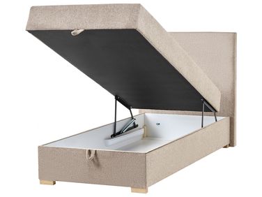 Boxspring met opbergruimte Stof MAJOR 90 x 200 cm Taupe