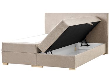 Boxspring met opbergruimte Stof MAJOR 180 x 200 cm Taupe