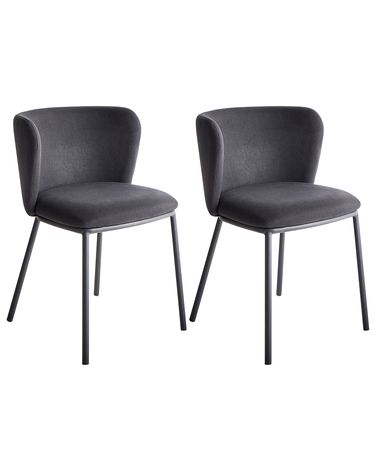 Set van 2 eetkamerstoelen MINA Stof Zwart